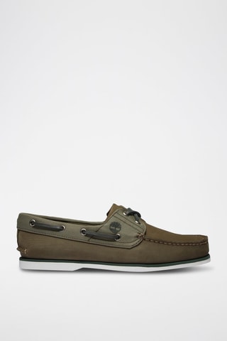 Chaussures bateau en cuir - Kaki