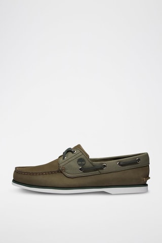 Chaussures bateau en cuir - Kaki