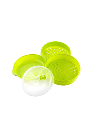 Cuiseur vapeur double pour micro-ondes - Vert