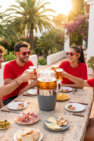 Set distributeur de bière, 2 verres et 2 paires de lunettes - Rouge