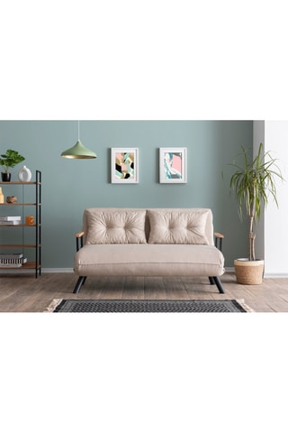 Canapé convertible - Crème - 2 places - Revêtement lin