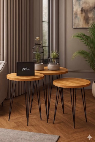 3 tables gigognes - 34 x 41 x 34 / 34 x 45  x 34 / 34 x 49 x 34 cm