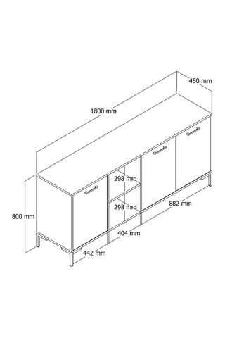 Buffet 3 portes Imitation bois - 180 x 80 x 45 cm