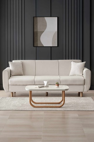 Canapé convertible - Beige - 3 places - En lin