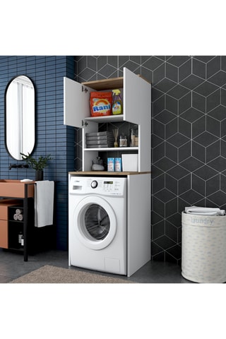 Armoire de machine à laver 1 porte et 2 étagères - 65 x 184 x 60 cm