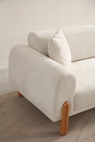 Canapé d'angle gauche - Crème - 3 places - En polyester