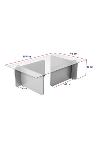 Table basse Flavio  - Plateau en verre trempé - 105 x 30 x 65 cm