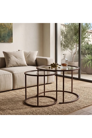 2 tables gigognes en verre - 60 x 60 x 43/42 x 42 x 39 cm