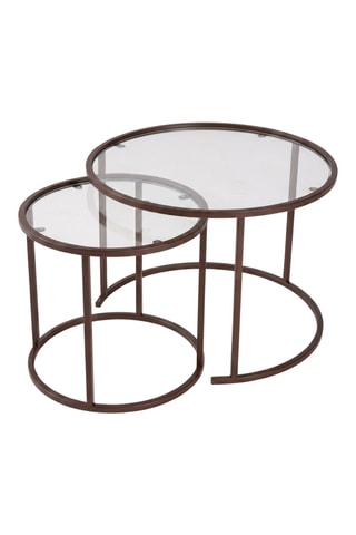 2 tables gigognes en verre - 60 x 60 x 43/42 x 42 x 39 cm
