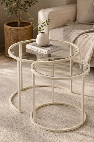 2 tables gigognes en verre - 42 x 42 x 39 /60 x 60 x 43 cm