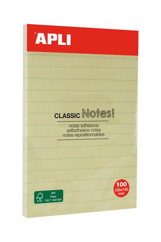 Bloc de 100 notes repostionnables Jaune - 10 x 15 cm