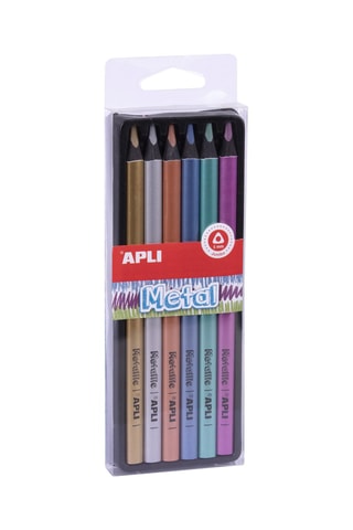 6 crayons de couleur effet métallisé - 6 encres