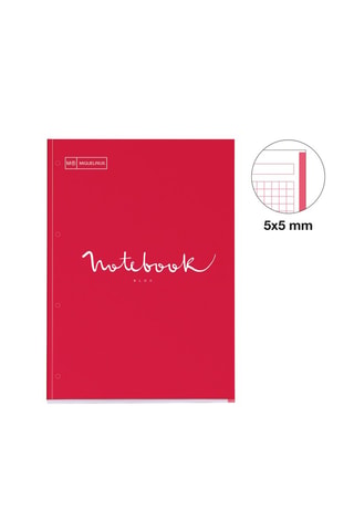 Bloc-notes quadrillé Emotions - 80 feuilles - Rouge - 29,5 x 21 x 1,1 cm