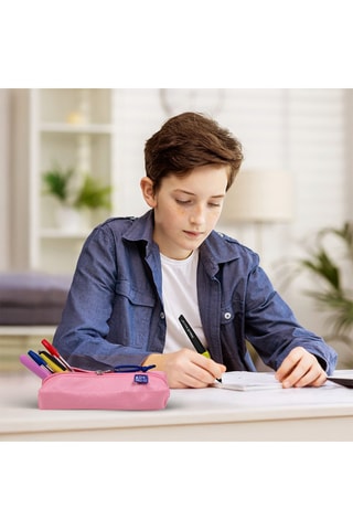 Trousse Oxfteen Square - Bleu et rose