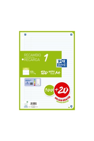 Feuilles de recharge ligné - 120 pages - Vert