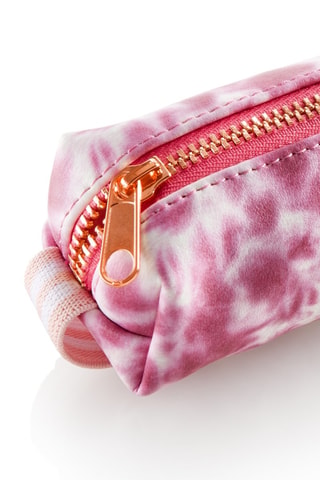 Trousse tie and dye en nubuck - Rose - Rose et blanc