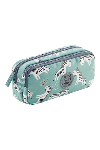 Trousse Zebra - Turquoise - Blanc, gris et bleu