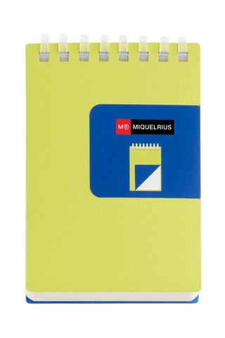Carnet à spirale - 160 pages - Jaune et bleu marine - 7,5 x 10,5 cm