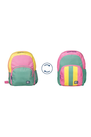 Sac à dos réversible Colorblock - Rose - Jaune, rose et vert