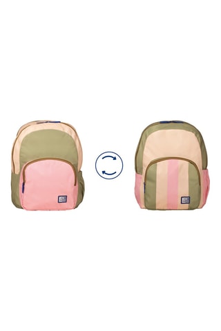 Sac à dos réversible Colorblock - Beige, rose et vert