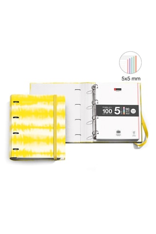 Classeur à anneaux tie and dye - Jaune - 32,5 x 27,5 x 4,5 cm