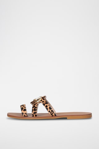 Mules en cuir - Beige et marron