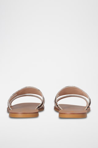 Mules en cuir - Beige et marron