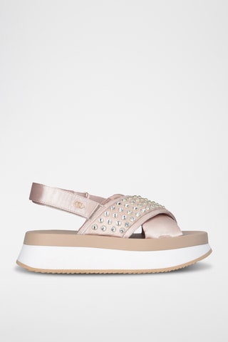 Sandales plateformes - Beige, blanc et doré