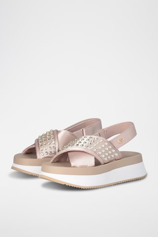 Sandales plateformes - Beige, blanc et doré