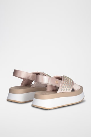 Sandales plateformes - Beige, blanc et doré