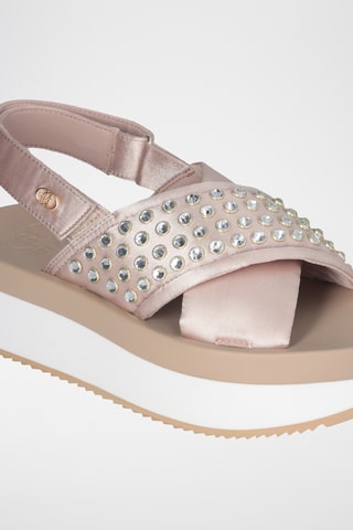 Sandales plateformes - Beige, blanc et doré