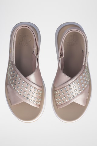 Sandales plateformes - Beige, blanc et doré