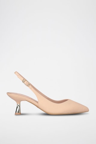 Escarpins en cuir de chèvre - Beige et argenté