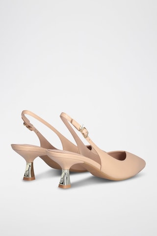 Escarpins en cuir de chèvre - Beige et argenté