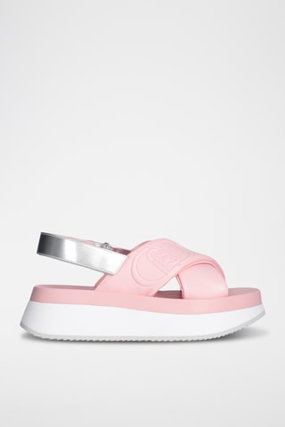 Sandales plateformes - Blanc, doré et rose
