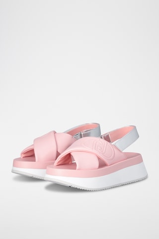 Sandales plateformes - Blanc, doré et rose