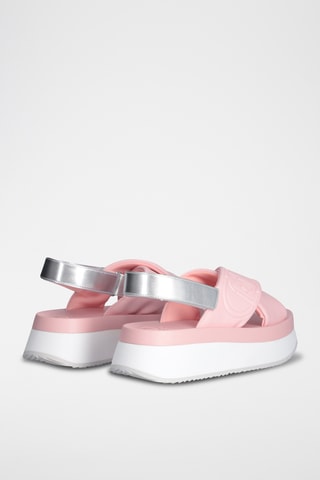 Sandales plateformes - Blanc, doré et rose