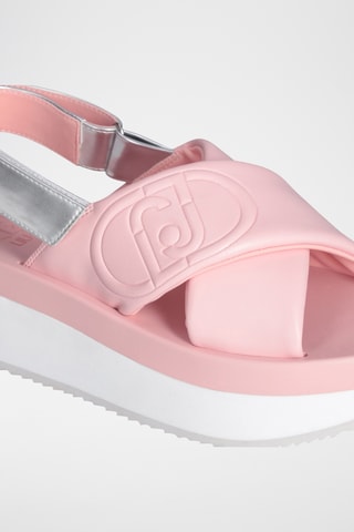 Sandales plateformes - Blanc, doré et rose