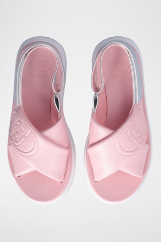 Sandales plateformes - Blanc, doré et rose