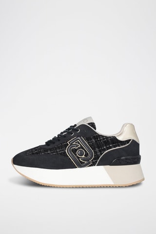 Sneakers plateformes en cuir Dreamy - Blanc, noir et beige