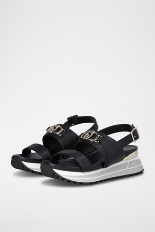 Sandales compensées en cuir Maxi Wonder - Noir