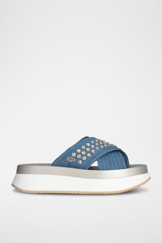 Mules plateformes Dreamy - Blanc, bleu et gris