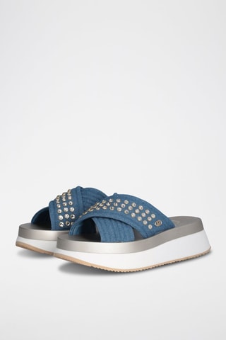 Mules plateformes Dreamy - Blanc, bleu et gris