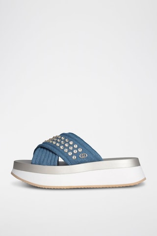 Mules plateformes Dreamy - Blanc, bleu et gris