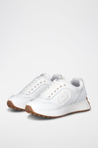 Baskets en cuir Lolo - Blanc et rose