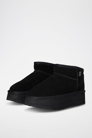 Bottines fourrées en cuir - Noir