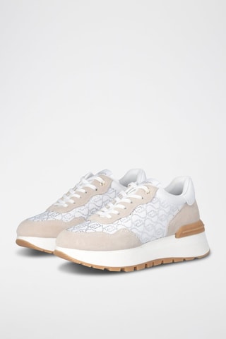 Baskets plateformes en cuir Amazing - Blanc, beige et marron