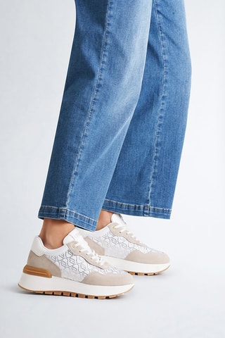 Baskets plateformes en cuir Amazing - Blanc, beige et marron