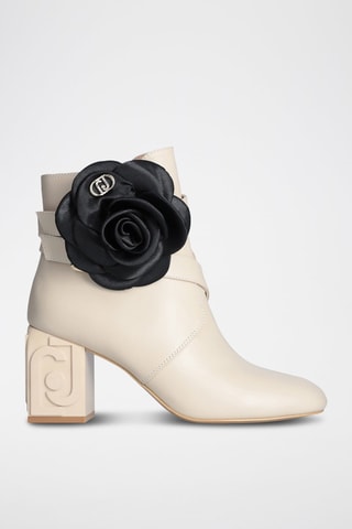 Bottines en cuir de taureau Sara - Blanc, noir et doré