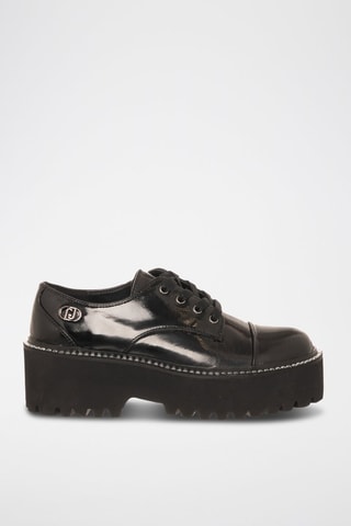 Derbys à talons plateformes en cuir Forty - Noir